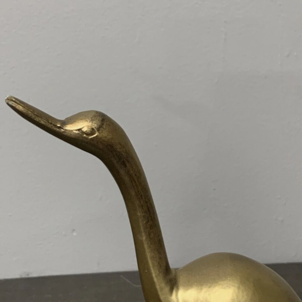 12" Vintage Brass Bird Figure Crane Mid Century Brass Heron Bird Figurine - Picture 3 of 4